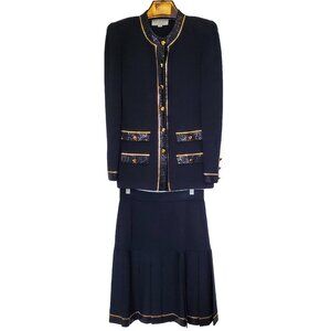 St. John Evening Suit by Marie Gray, Black with Gold trim